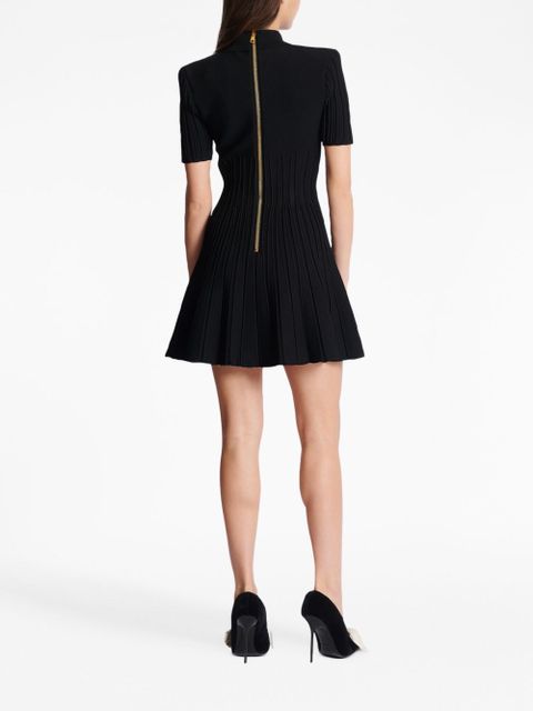 Balmain flared ribbed-knit minidress - Black