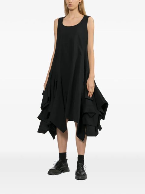 Comme Des Garçons asymmetrical ruffle midi dress - Black