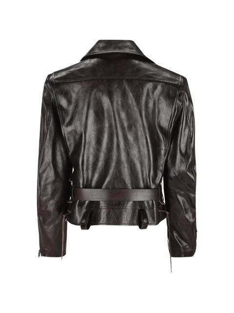 Saint Laurent belted leather jacket - Brown - zdjęcie produktu nr 2