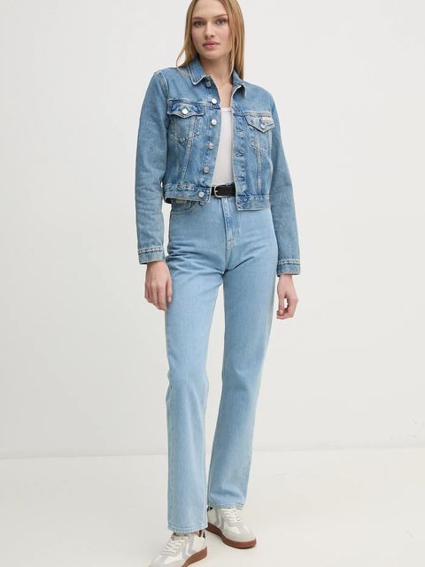 Calvin Klein Jeans kurtka jeansowa damska kolor niebieski przejściowa J20J224542