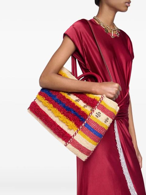 Rabanne striped woven tote bag - Red - zdjęcie produktu nr 2