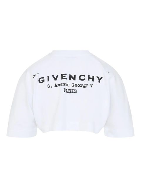 Givenchy logo-print cropped long-sleeve t-shirt - White