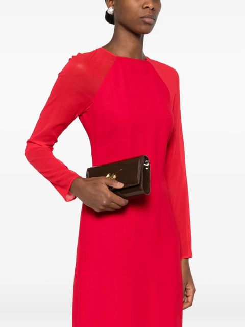 Giuseppe Zanotti patent-leather logo clutch bag - Brown