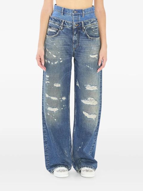 Dolce & Gabbana double-waist distressed jeans - Blue - zdjęcie produktu nr 1