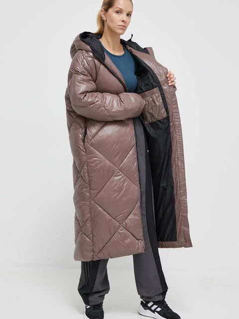 Didriksons kurtka damska kolor brązowy zimowa oversize