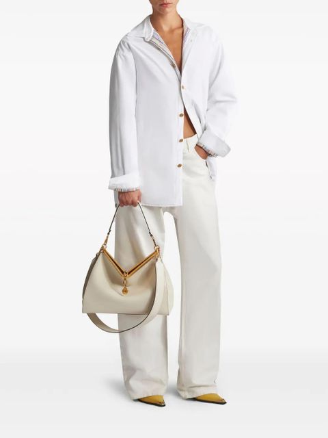 ETRO large Vela leather shoulder bag - White