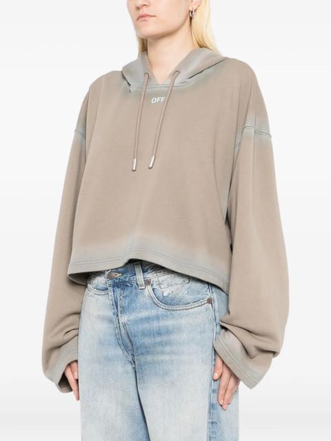 Off-White spray-effect logo stamped hoodie - Neutrals