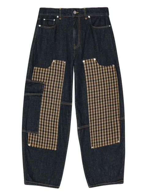 GANNI checked-panel jeans - Blue - zdjęcie produktu nr 1