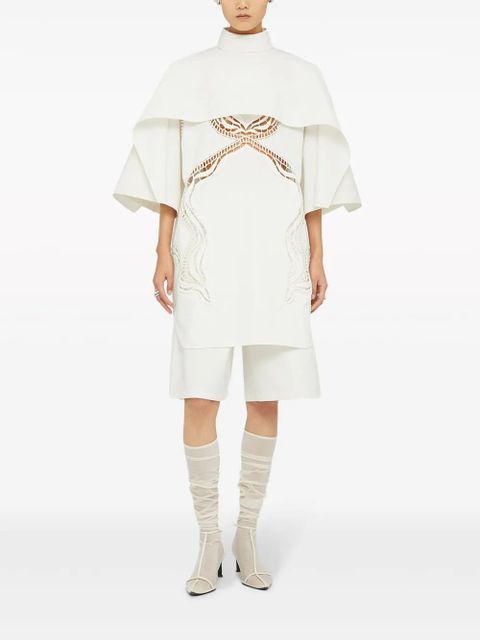 Jil Sander lace-detail cotton-silk cape top - White