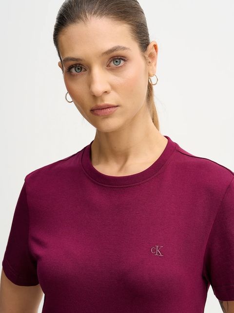 Calvin Klein Jeans t-shirt bawełniany damski kolor bordowy LV047B224G
