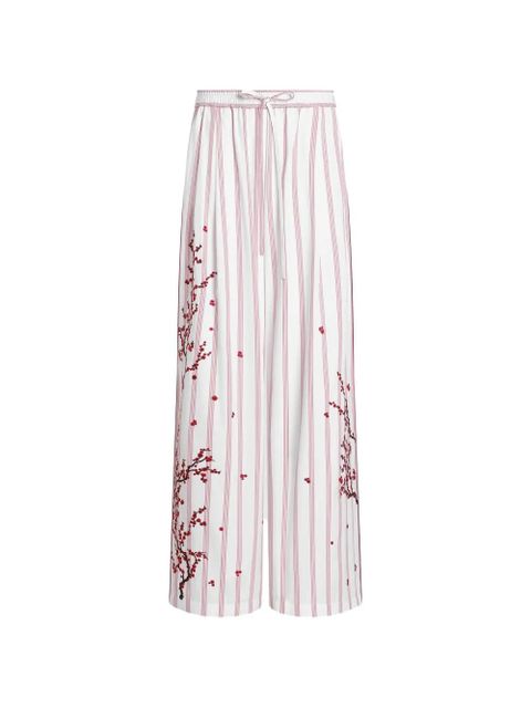 Dolce & Gabbana poplin trousers with thread floral embroidery - White - zdjęcie produktu nr 1