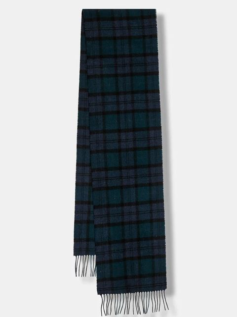 Barbour szalik wełniany kolor granatowy gładki USC0001 - zdjęcie produktu nr 1