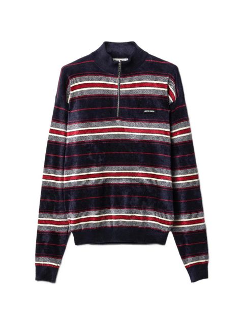 Miu Miu striped half-zipper chenille sweater - Blue - zdjęcie produktu nr 1