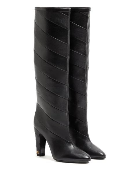 Valentino Garavani Rayons Nappa Boots with Chevron Pattern - Black - zdjęcie produktu nr 2