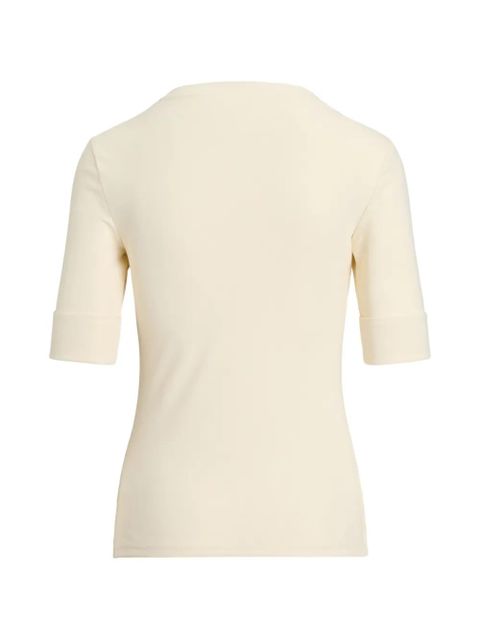 Lauren Ralph Lauren V-neck cuffed T-shirt - Neutrals - zdjęcie produktu nr 2