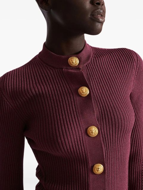 Balmain ribbed buttoned cardigan - Purple
