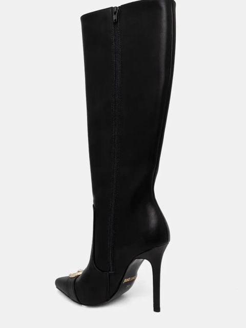 Just Cavalli kozaki skórzane damskie kolor czarny na szpilce 77RA3S06