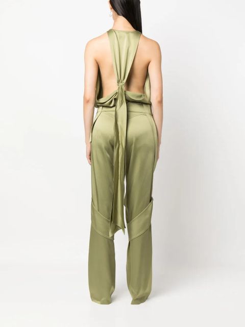 Blumarine plunging V-neck satin-finish body - Green