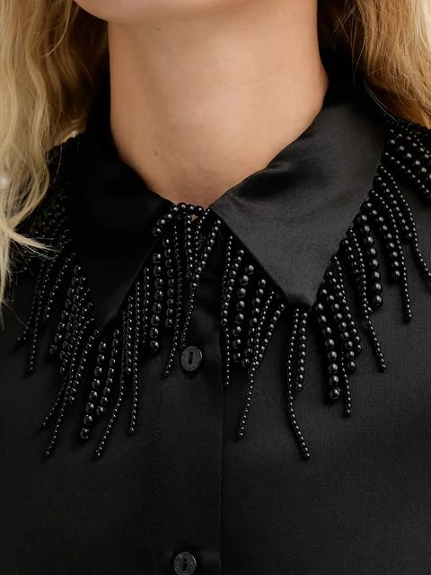 ISABELLE BLANCHE koszula damska kolor czarny regular z kołnierzykiem klasycznym IS25FW-C079-T008