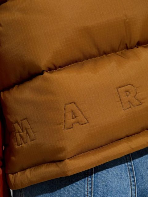 Marni logo-embroidery puffer jacket - Brown