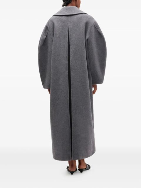 GANNI balloon-sleeves double-breasted coat - Grey