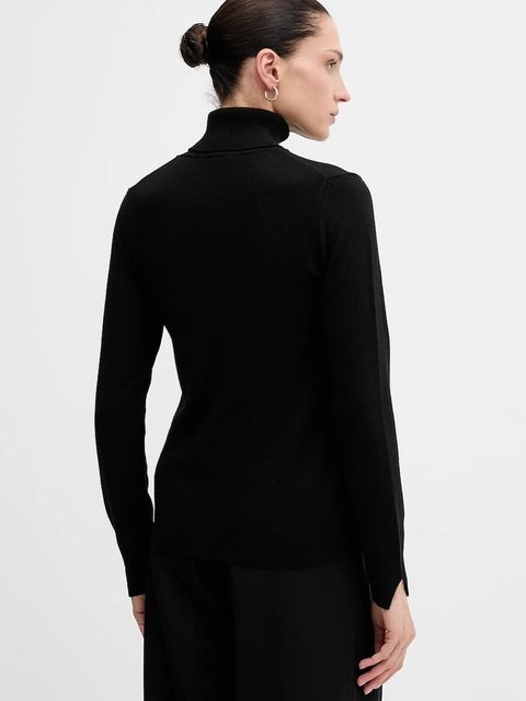 Sisley sweter z domieszką wełny damski kolor czarny lekki z golfem 102HM2174 - zdjęcie produktu nr 2