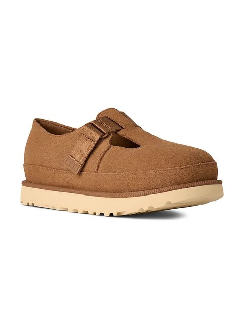 UGG półbuty zamszowe Goldenstar Mary Jane damskie kolor brązowy na platformie 1171506.CHE - zdjęcie produktu nr 2