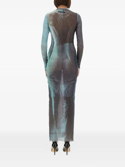 Jean Paul Gaultier long-sleeve print maxi dress - Blue