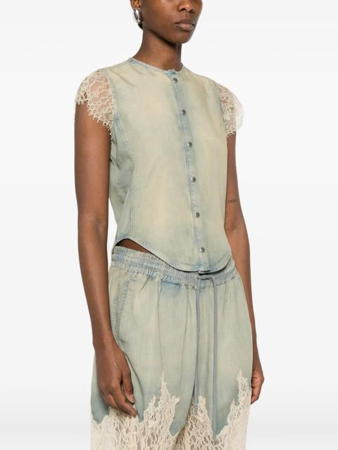 Diesel De-Malka-S lace panelled button shirt - Blue