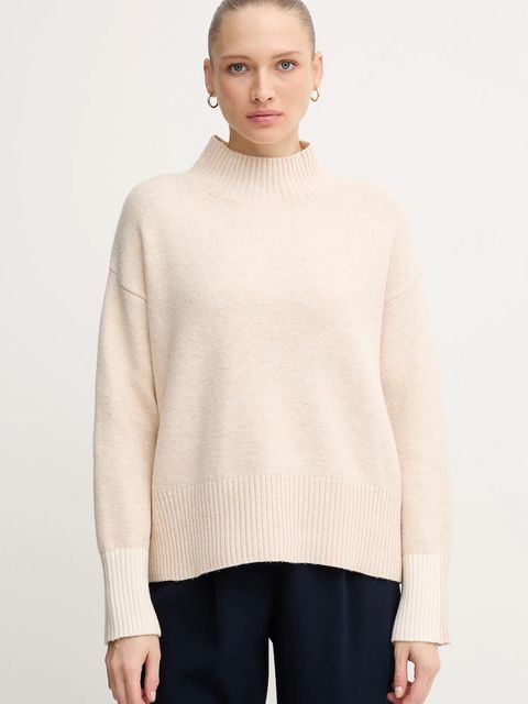 Marc Aurel sweter z domieszką wełny damski kolor beżowy z golfem 8027-8000-82089 - zdjęcie produktu nr 1