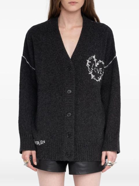 Zadig&Voltaire Arpa heart-embroidery cardigan - Grey
