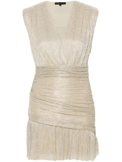 Maje ruched lurex mini dress - Neutrals