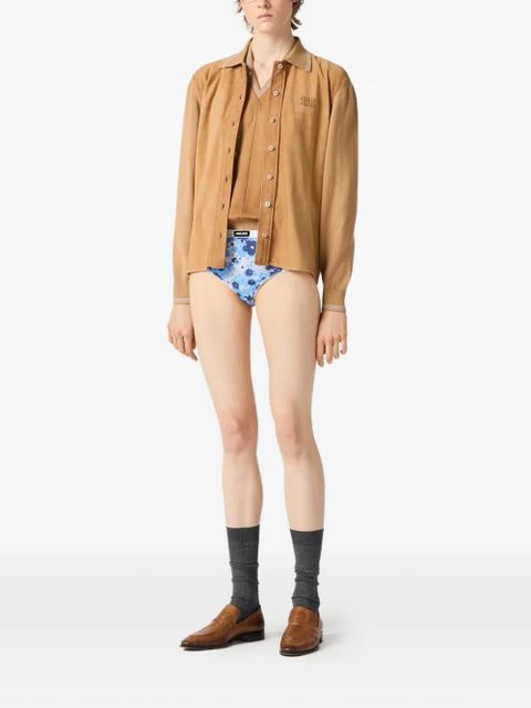 Miu Miu V-neck ribbed-knit vest - Brown