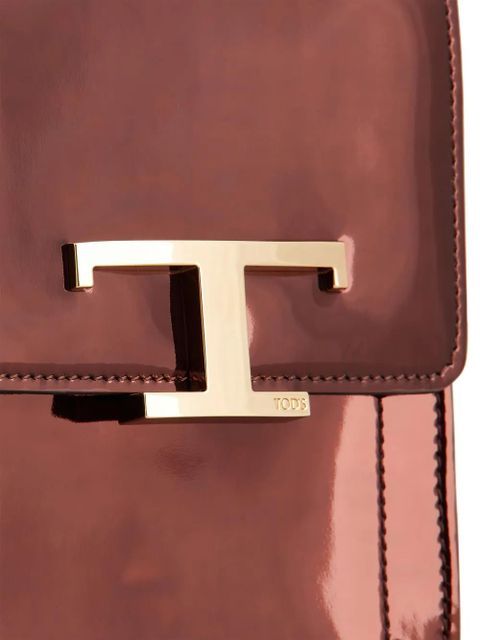 Tod's micro T Timeless patent crossbody bag - Brown