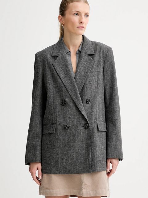 Marc O'Polo marynarka z dodatkiem wełny kolor szary dwurzędowa wzorzysta 510023780031 - zdjęcie produktu nr 1