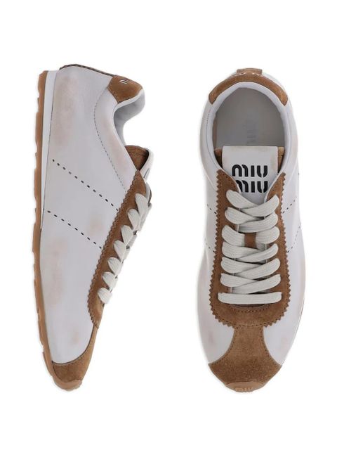 Miu Miu perforated suede leather sneakers - White