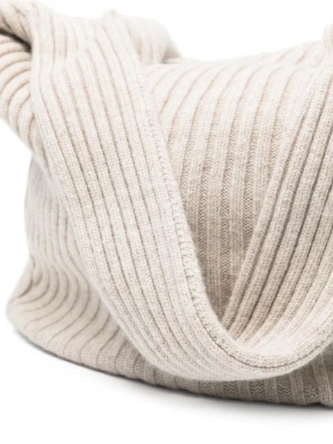 Aya Muse ribbed zip shoulder bag - Neutrals