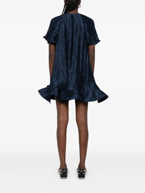 Simkhai plissé ruffled mini dress - Blue