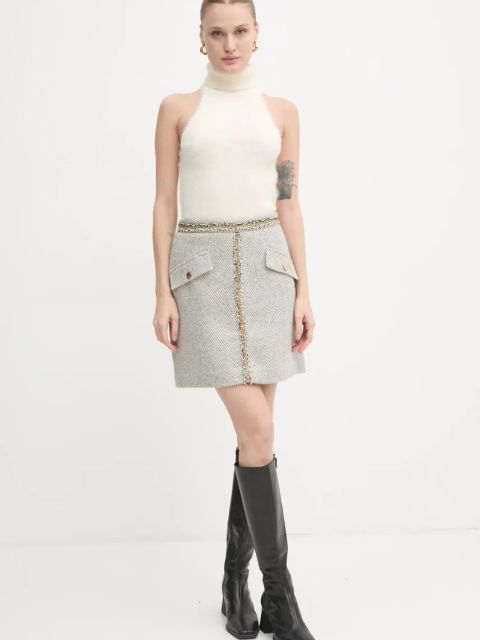 Gestuz kamizelka wełniana kolor beżowy z golfem 10909587