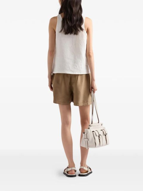 Prada embroidered linen top - White
