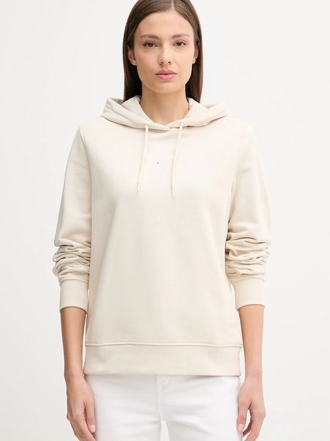 Tommy Jeans bluza bawełniana damska kolor beżowy z kapturem z nadrukiem DW0DW20943 - zdjęcie produktu nr 1