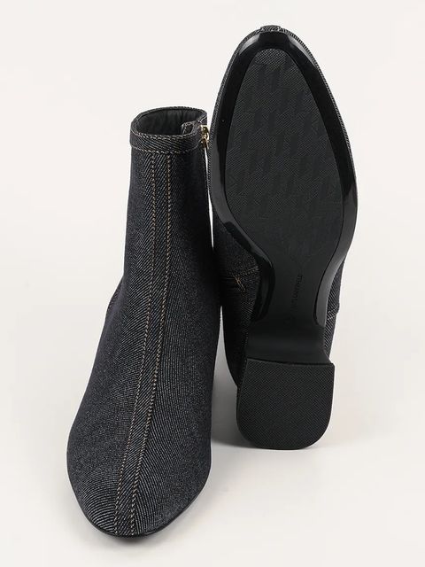 Karl Lagerfeld botki skórzane BONNIE damskie kolor granatowy na słupku KL30351A