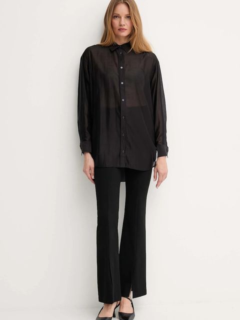 Mos Mosh koszula DANIKA damska kolor czarny relaxed z kołnierzykiem klasycznym 173450