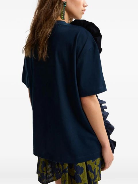 Essentiel Antwerp ruffled-detail floral-detail T-shirt - Blue
