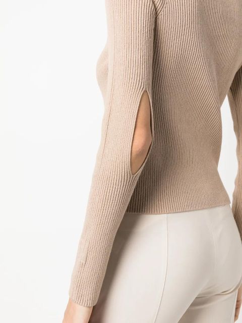 FENDI ribbed-knit cotton-blend cardigan - Neutrals