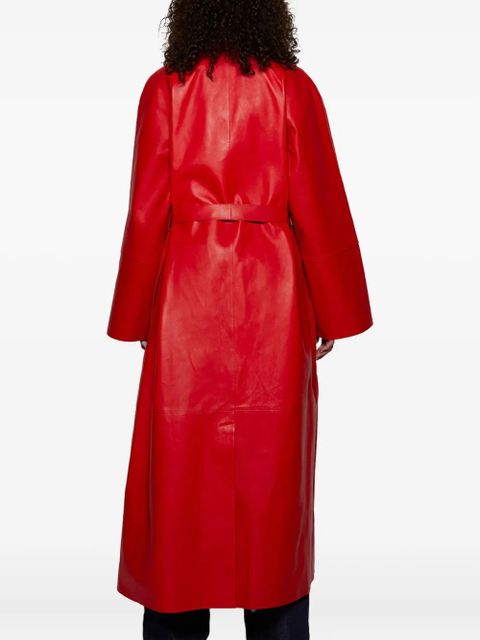 Magda Butrym belted leather coat - Red