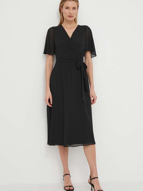 Lauren Ralph Lauren sukienka kolor czarny midi rozkloszowana 250909381 - zdjęcie produktu nr 2