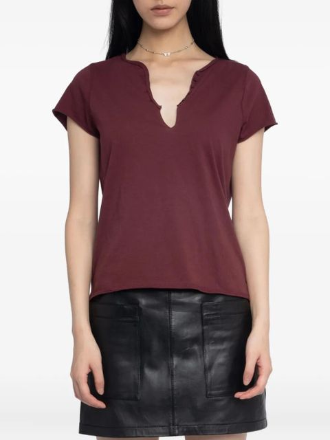 Zadig&Voltaire crystal-embellished V-neck T-shirt - Red
