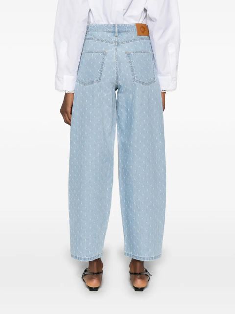 Maje printed cotton wide-leg jeans - Blue