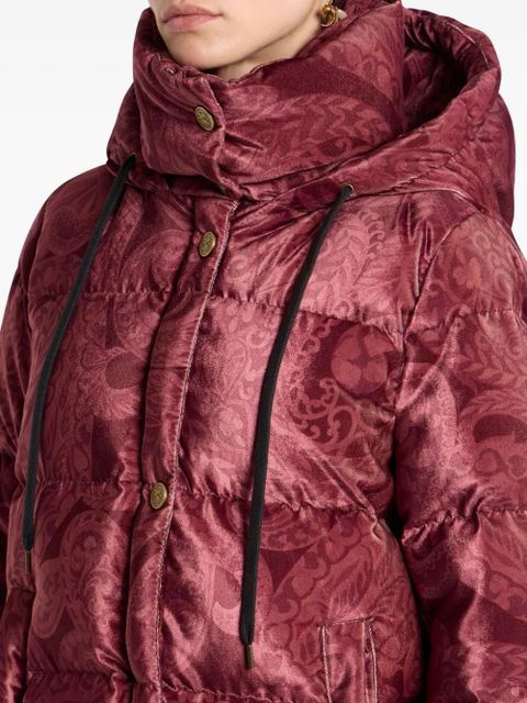 ETRO paisley-print velvet down jacket - Red